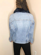 Load image into Gallery viewer, Studded Fur Jean Jacket
